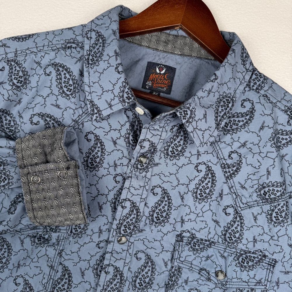 Moonshine Spirit Satanta Paisley Shirt Mens XL Blue Western Snap Cowboy Rodeo